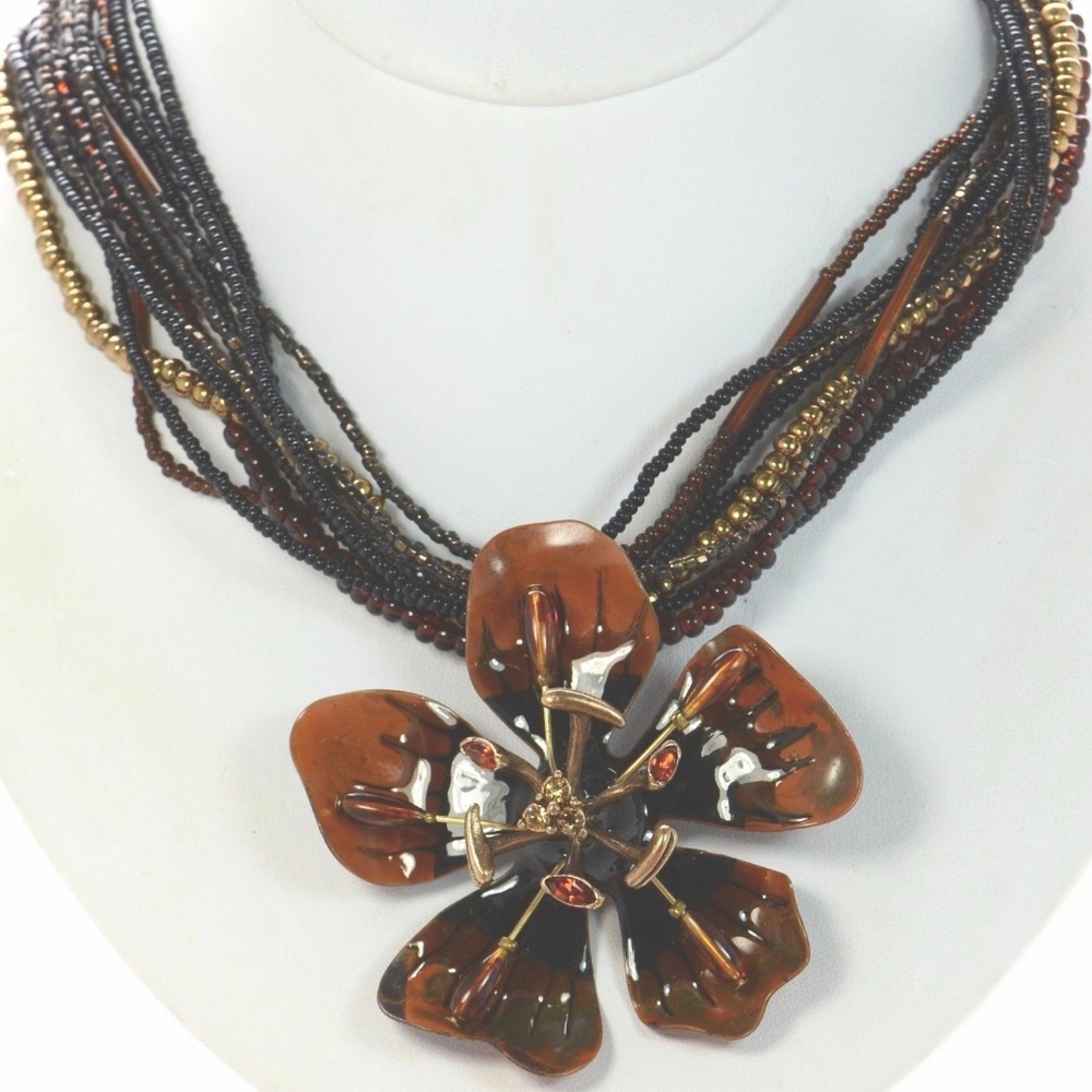 Chico's Bulky Flower Beaded Necklace